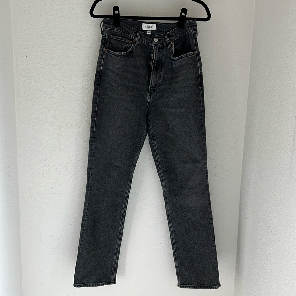 Agolde High Rise Stovepipe jeans in size 28 (color: Metal)